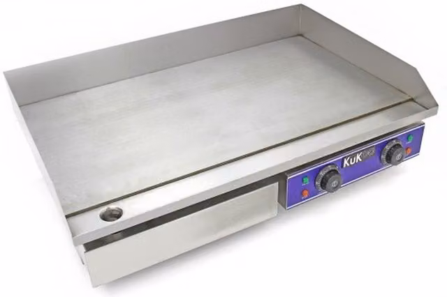 KuKoo Professional Stainless Steel Electric Tabletop Griddle, Silver, Width: 70 cm