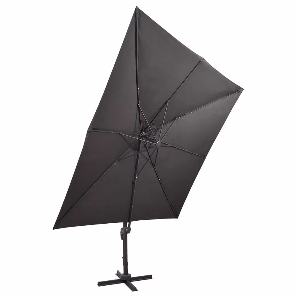 Berkfield Home Anthracite Cantilever Umbrella with Pole and LED Lights, Black, Diameter: 300 cm – 2