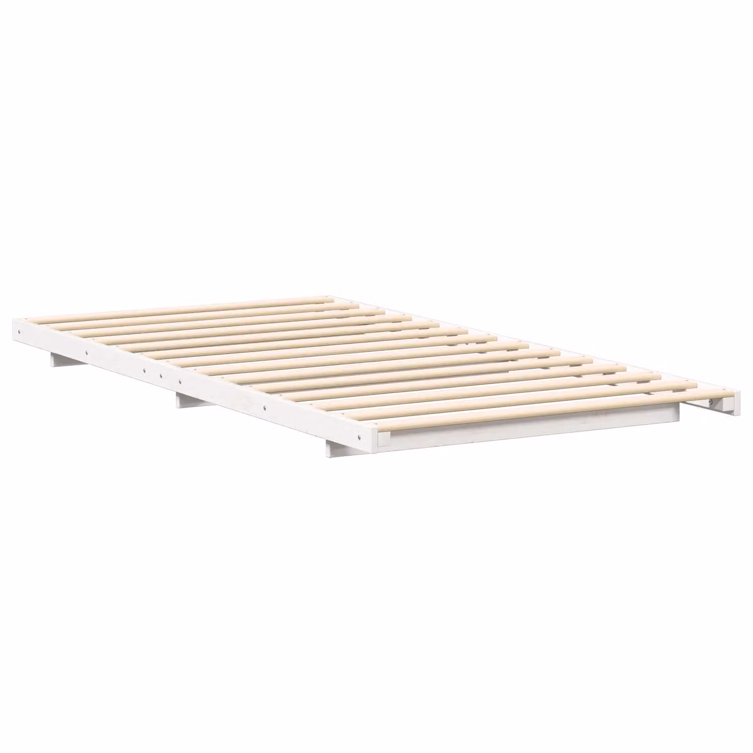 Berkfield Home White Scandinavian Floor Bed Frame in Solid Lacquered Pine Wood, W: 100 cm, D: 200 cm – 2