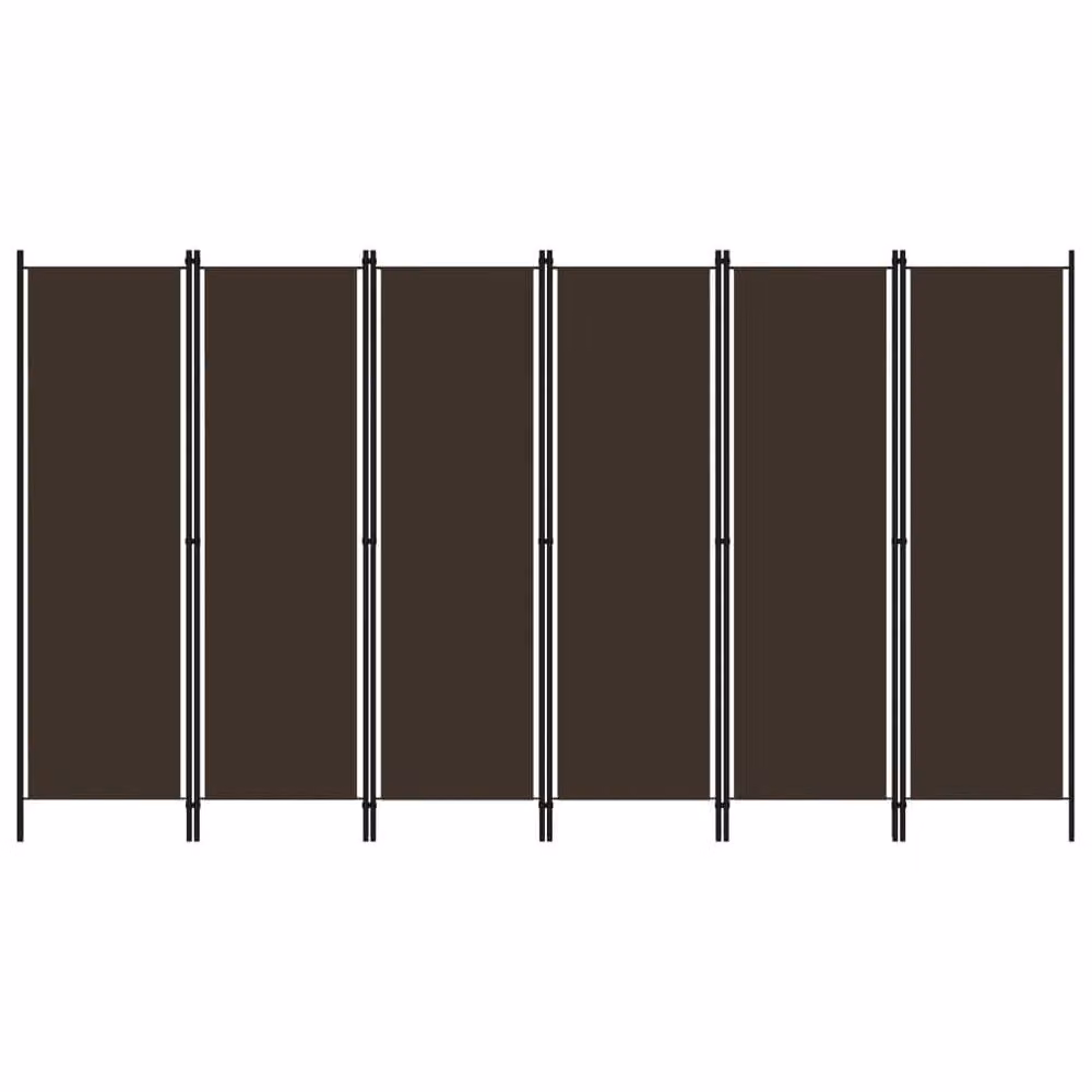 Berkfield Home Practical 6-Panel Room Divider, Brown, W: 300 cm, H: 180 cm – 2