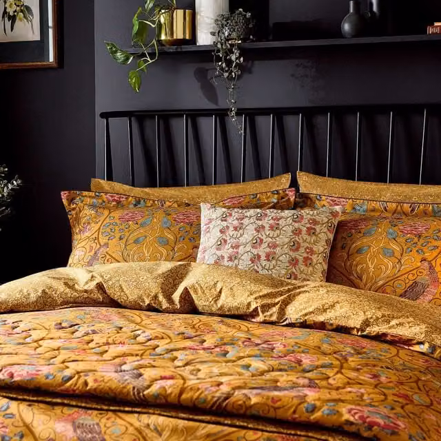 Morris & Co Seasons By May Cotton Percale Duvet Cover and Pillowcase Set, Yellow, W: 140 cm, L: 200 cm – 1