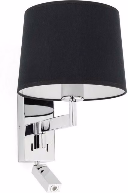 Netlighting Artis Adjustable Reading Wall Light in Chrome and Black with E27 Socket – 2