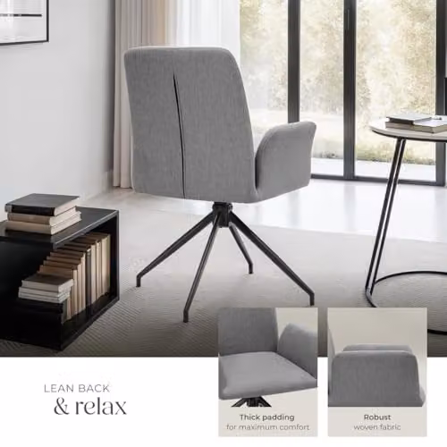 tectake Set of 2 Daya Swivel Dining Chairs in Anthracite Grey – 4