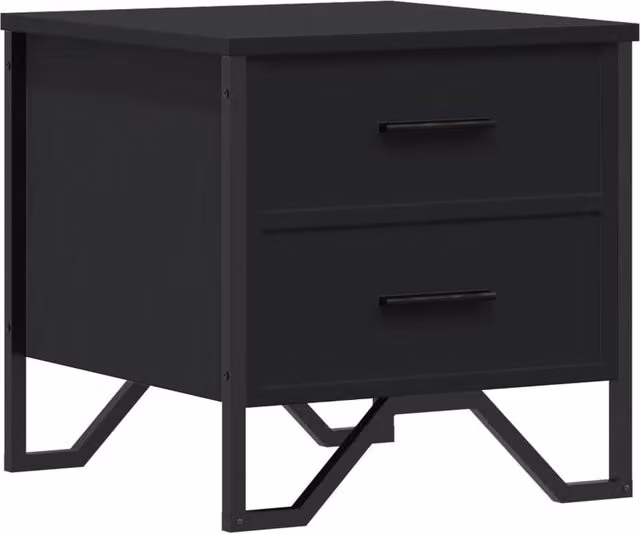 Berkfield Home Black Modern Bedside Cabinet in Engineered Wood W/D/H: 40 x 41 x 40 cm
