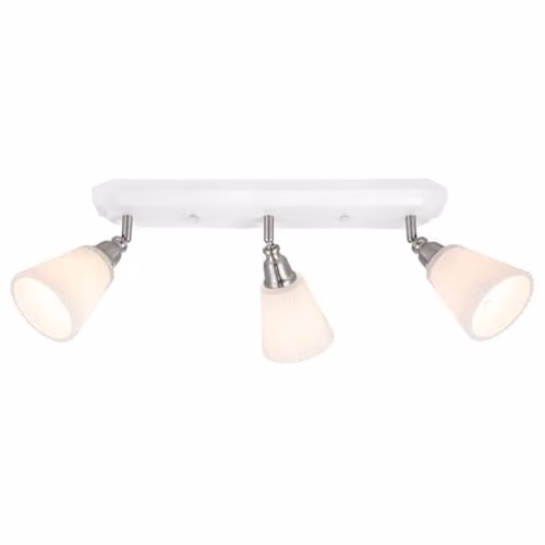 Cosylyte Leverton Modern 3 Light Ribbed Glass Spotlight in White, W/D/H: 46 x 11.5 x 21 cm, 3 x E14 Max 10W LED
