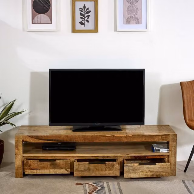 IH Design Rustic Brown Mango Wood Large TV Stand
