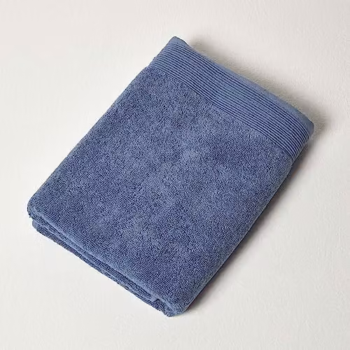 HOMESCAPES Blue Striped Egyptian Cotton Bath Towel, 700 GSM, W/D/H: 70 x 130 cm