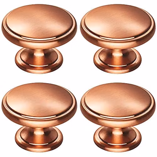 Loops 4 Pack Ring Domed Cupboard Door Knobs in Satin Copper, 38.5mm Diameter – 1