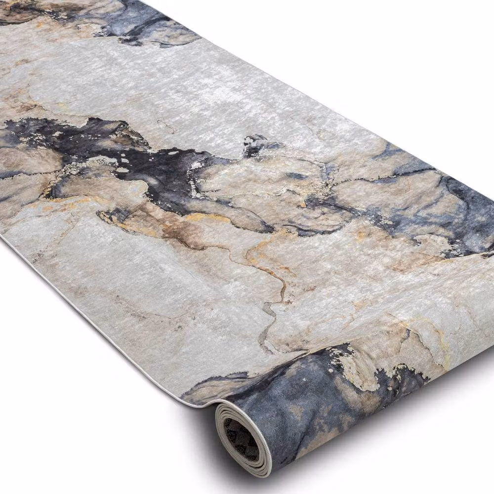 RugsX Anti-Slip Lotus Runner in Beige, W: 60 cm, L: 550 cm – 2