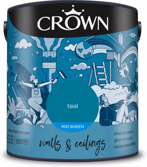Crown Walls and Ceilings Mid Sheen Emulsion Teal 2.5l