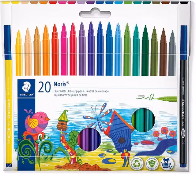 STAEDTLER 326 C20 Fibre-Tip Pens, Multicolour, Pack of 20