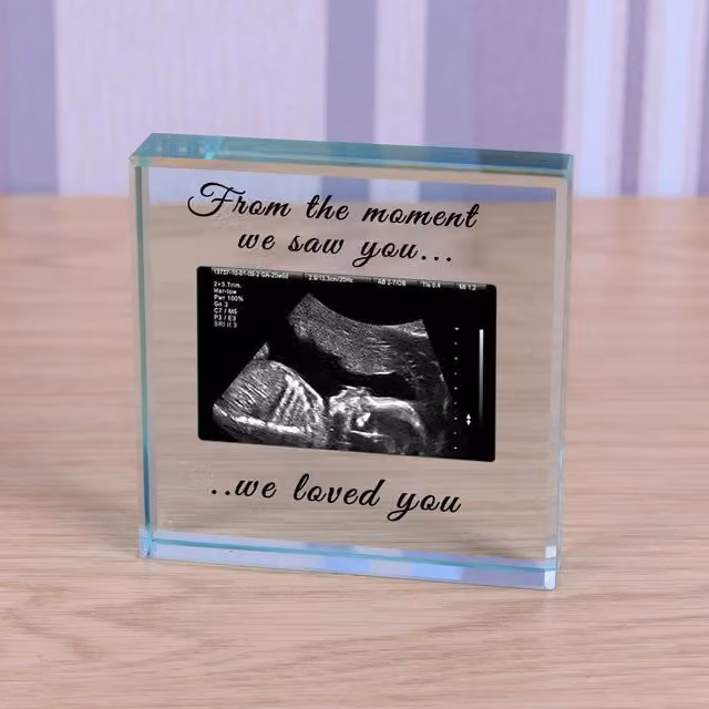 Uniqueful Personalised From The Moment We Saw You Baby Scan Glass Token in Transparent and Beige