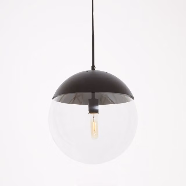Orsina Black and Transparent Glass Pendant Light with Chrome Details