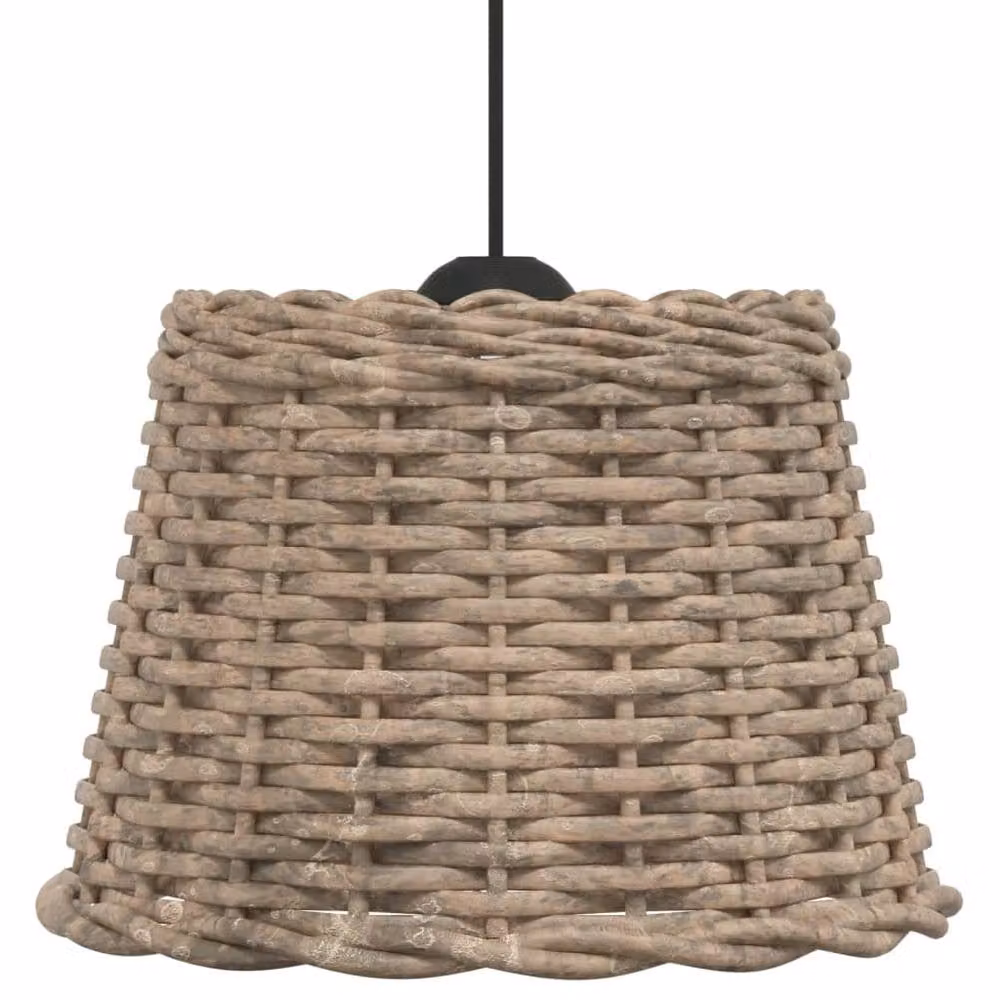 Berkfield Home Brown Wicker Ceiling Lamp Shade with Rattan and Metal Details, W: 30 cm, D: 30 cm, H: 20 cm – 4