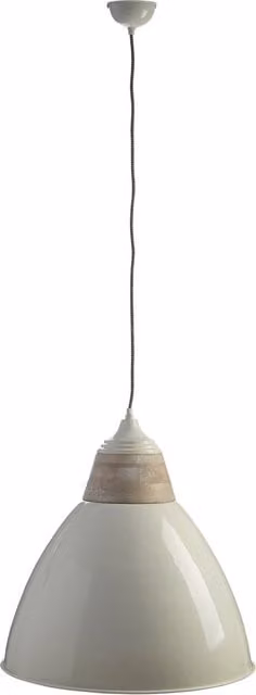 Orsina Extra Large Bell-Shaped Pendant Light in White and Grey with Wood Accents and Height-Adjustable Cord – 1