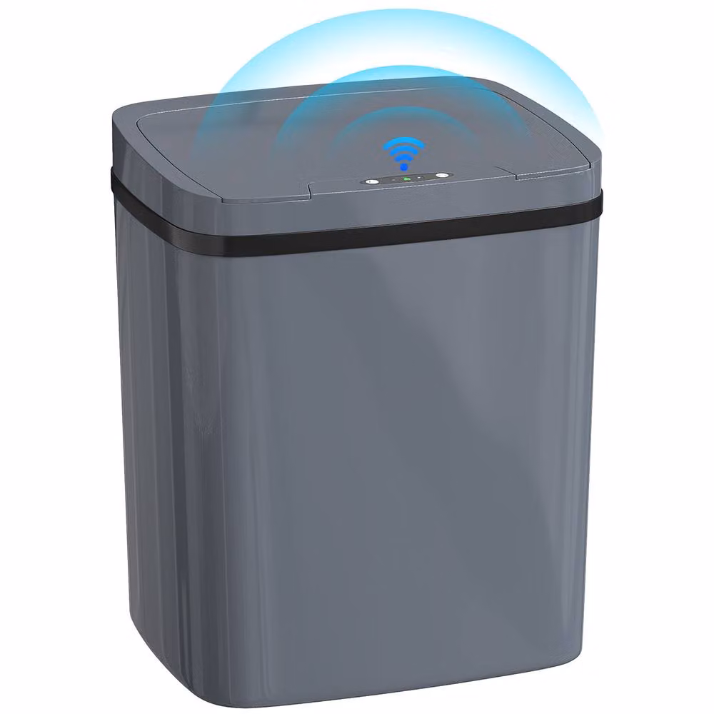 HOMCOM 15L Automatic Sensor Bin, Touchless Battery Operated Kitchen Bin in Grey – 2