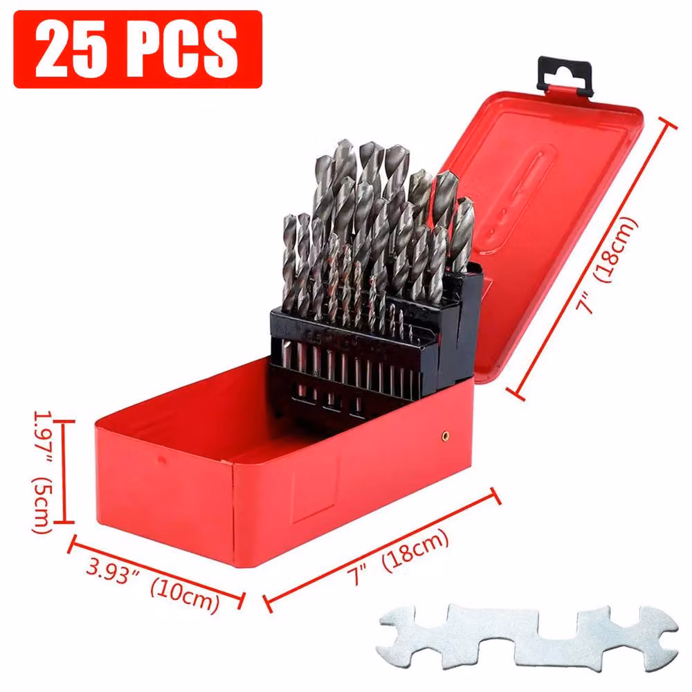 EONLION 25-Piece HSS Cobalt Metal Twist Drill Bit Set in Red and Silver – 2