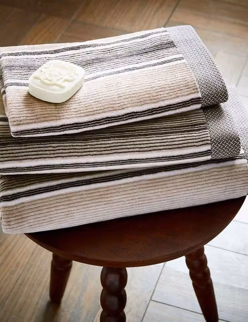 Bedeck of Belfast Florence Striped Cotton Towel in Charcoal Grey and Anthracite Mix