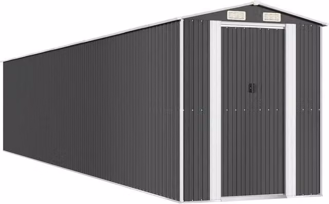 Berkfield Home Garden Shed in Anthracite and Black Galvanised Steel, W/D/H: 1021 x 192 x 223 cm