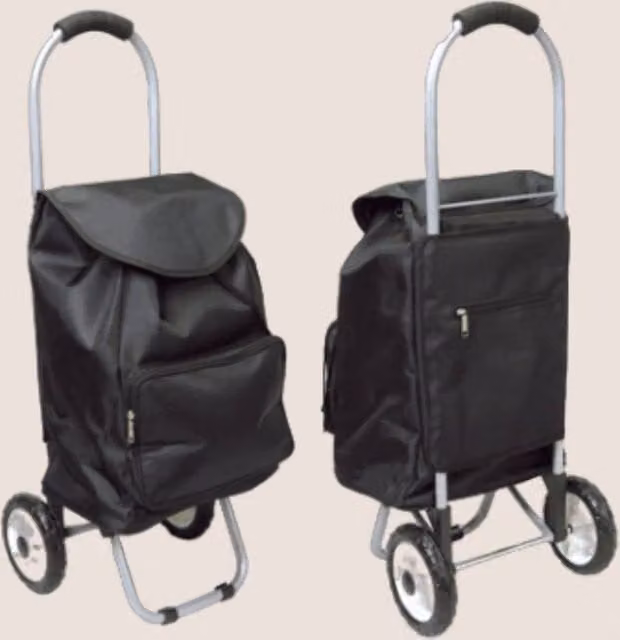 VOGREX Black Aluminium Frame Waterproof Shopping Trolley Grocery Cart – 1
