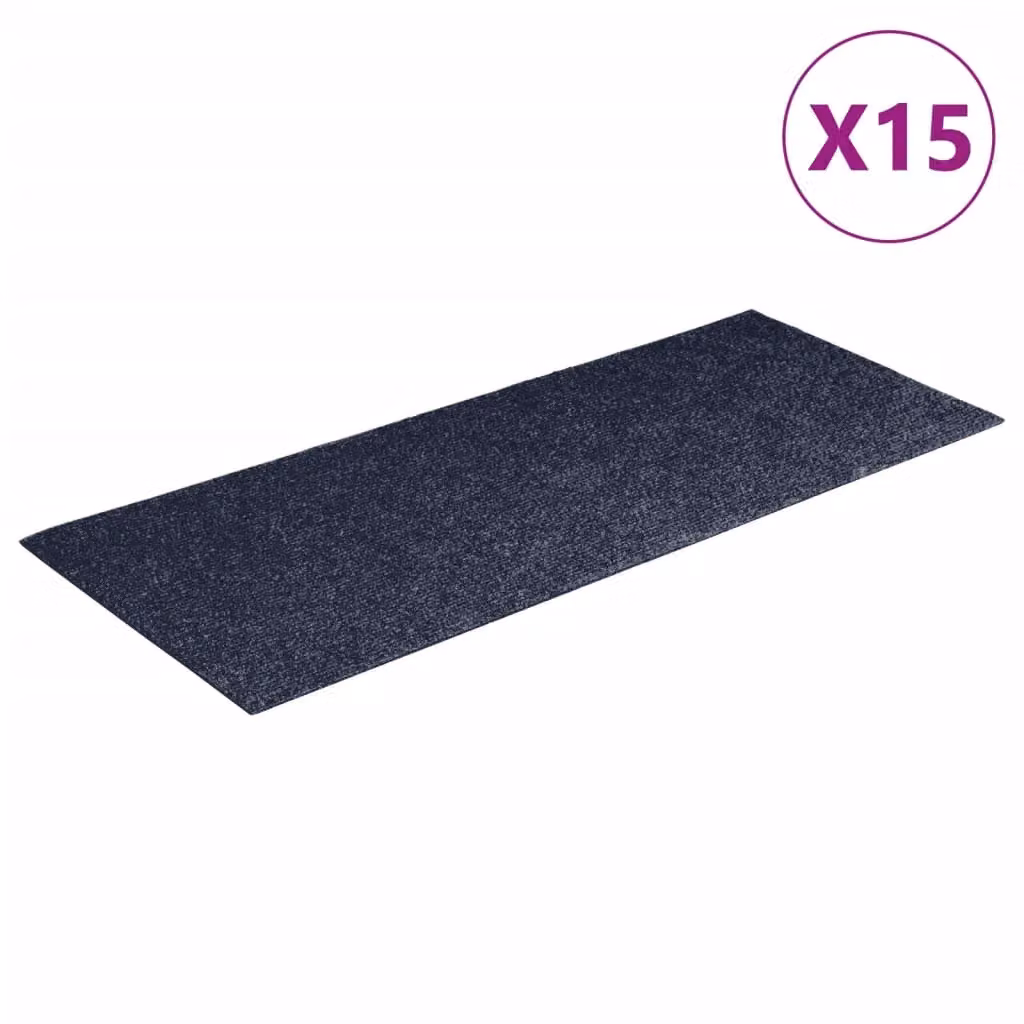 Berkfield Home Self-adhesive Rectangular Stair Mats, 15 Pieces, Grey and Blue, W: 60 cm, D: 25 cm – 2