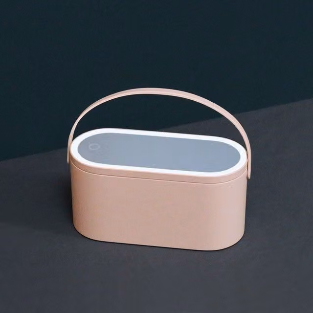Leaper Creative Portable Handheld Makeup Case and Cosmetic Mirror Organizer in Pink