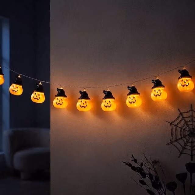 Garden Greatness Spooky Jack-O'-Lantern LED String Lights in Orange and Multicolour
