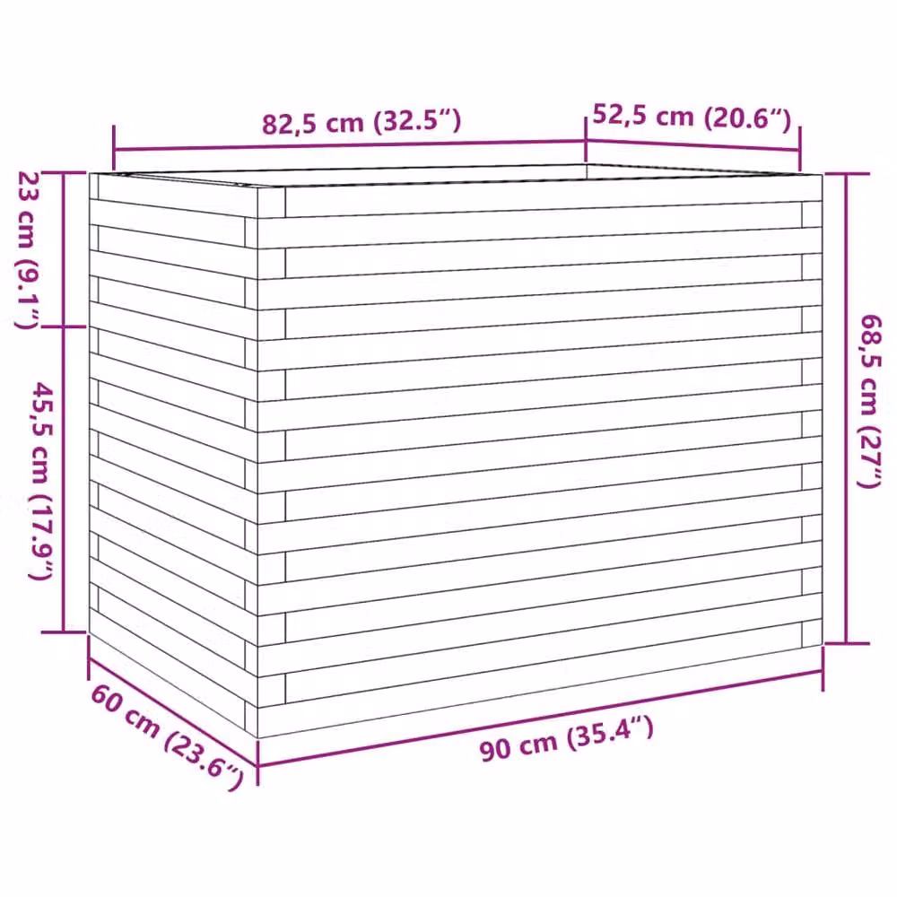 Berkfield Home Beautiful Garden Planter in Beige Wood, W: 90 cm, D: 60 cm, H: 68.5 cm – 2