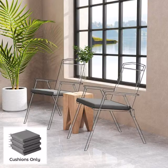 OUTSUNNY Grey Seat Cushions with Machine Washable Removable Covers – 1