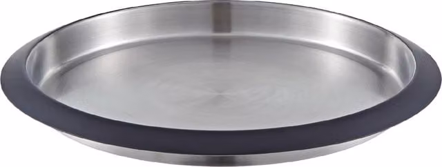 Buckingham Round Stainless Steel Serving Bar Tray, Black, Diameter: 35 cm