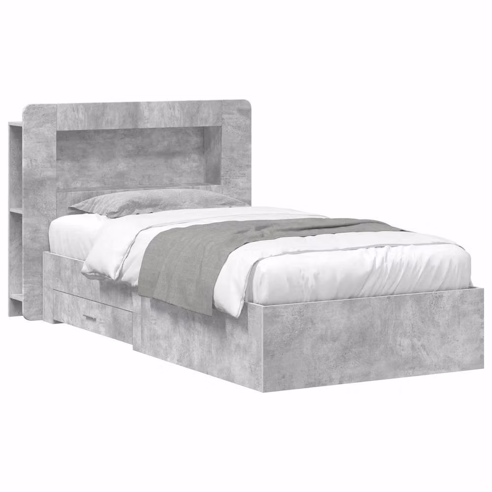 Berkfield Home Modern Bed Frame with Storage and Headboard in Grey, W/D/H: 80 x 200 cm – 2