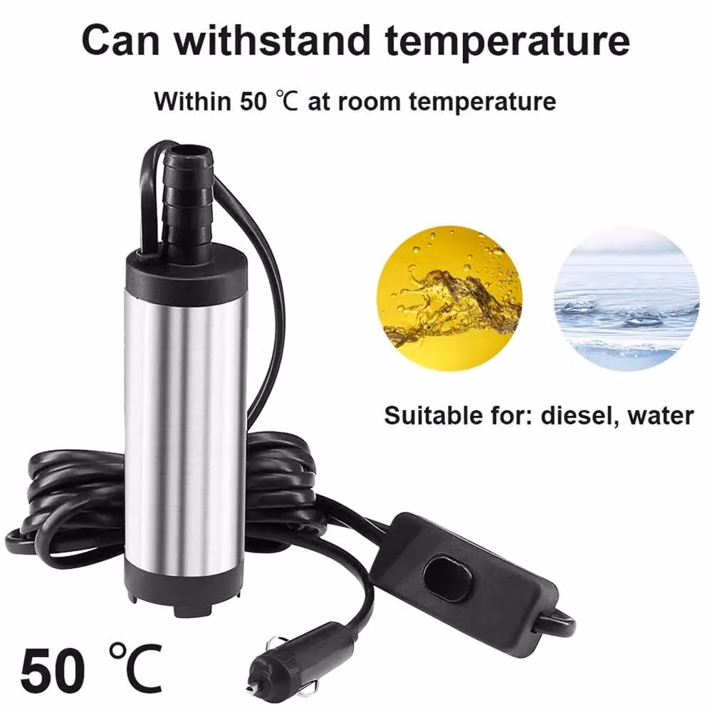 Nordara DC 12V Electric Submersible Water Diesel and Oil Liquid Transfer Pump in Silver – 5