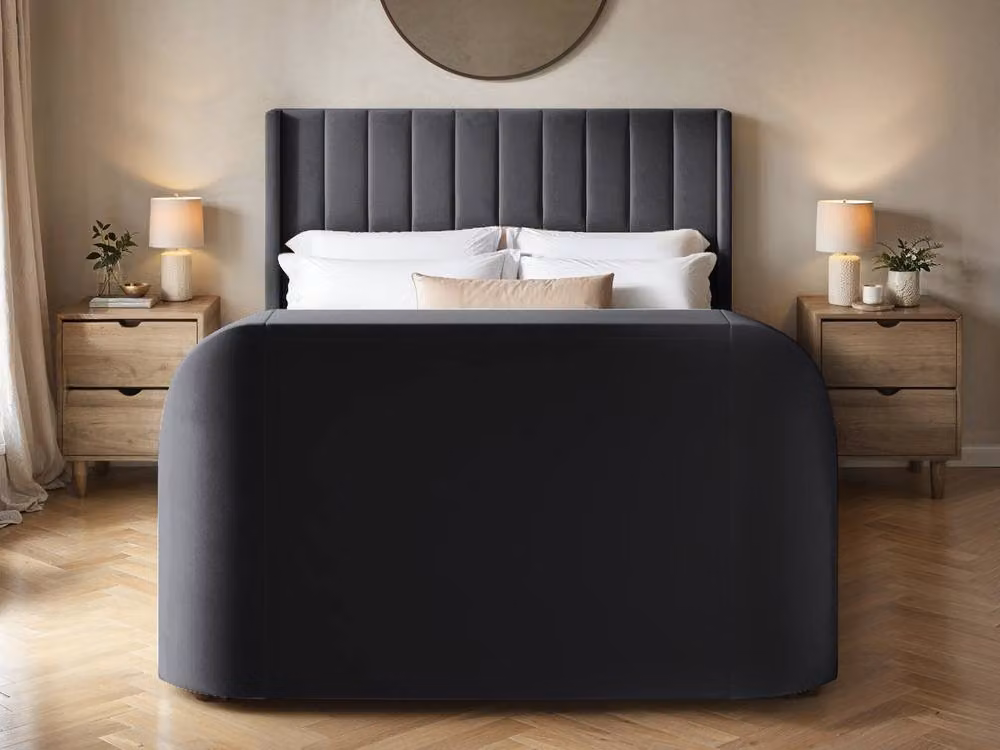 Flair Fallon TV Side Lift Ottoman Bed in Charcoal Grey Velvet, W/D/H: 200 x 160 x 118.5 cm (Super King) – 2