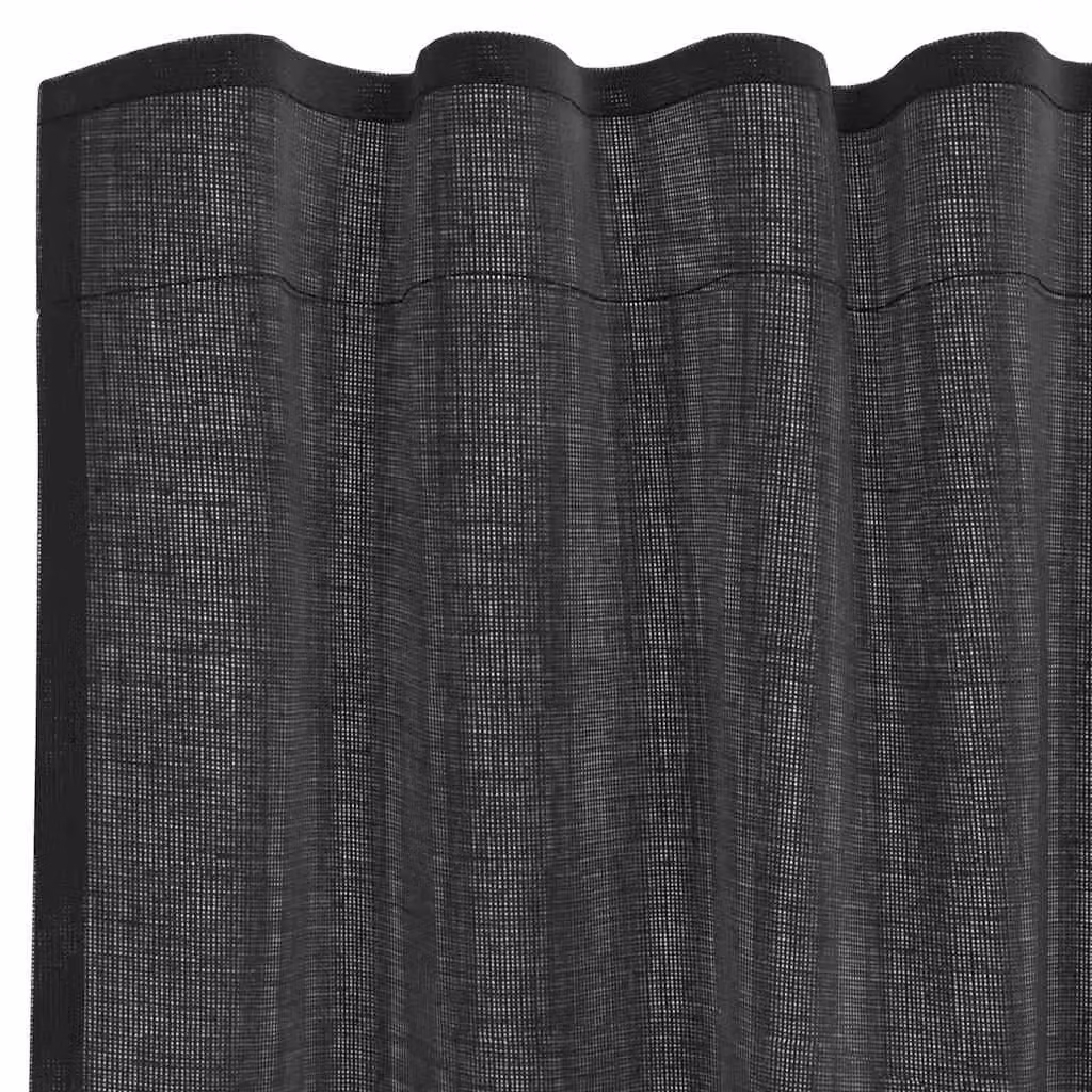 Berkfield Home Black Transparent Voile Fabric Panel Curtains with Rod Pockets, 2 Pack – 4
