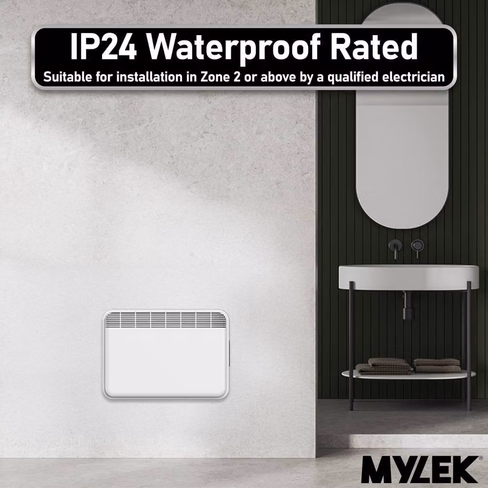 MYLEK 100W WiFi Electric Convector Panel Heater with App Control, White, Wall Mounted or Freestanding – 3