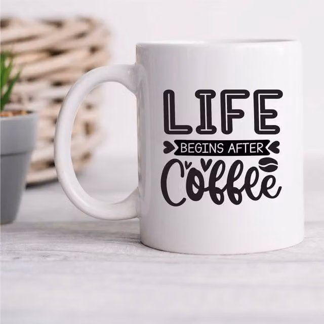 60 SECOND MAKEOVER Life Begins After Coffee Mug in White Ceramic