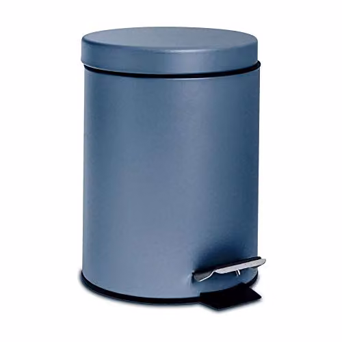 Harbour Housewares 3L Round Stainless Steel Pedal Bin with Removable Inner Bucket in Blue