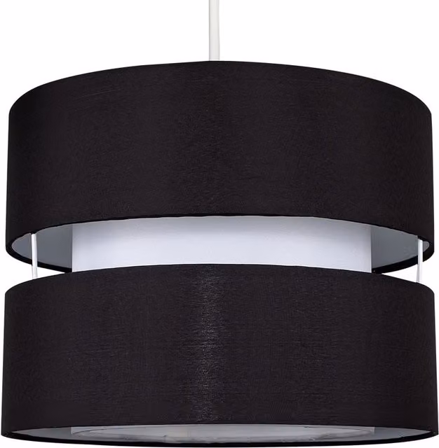 ValueLights Sophia Small 2 Tier Black Fabric Cylinder Ceiling Light Shade