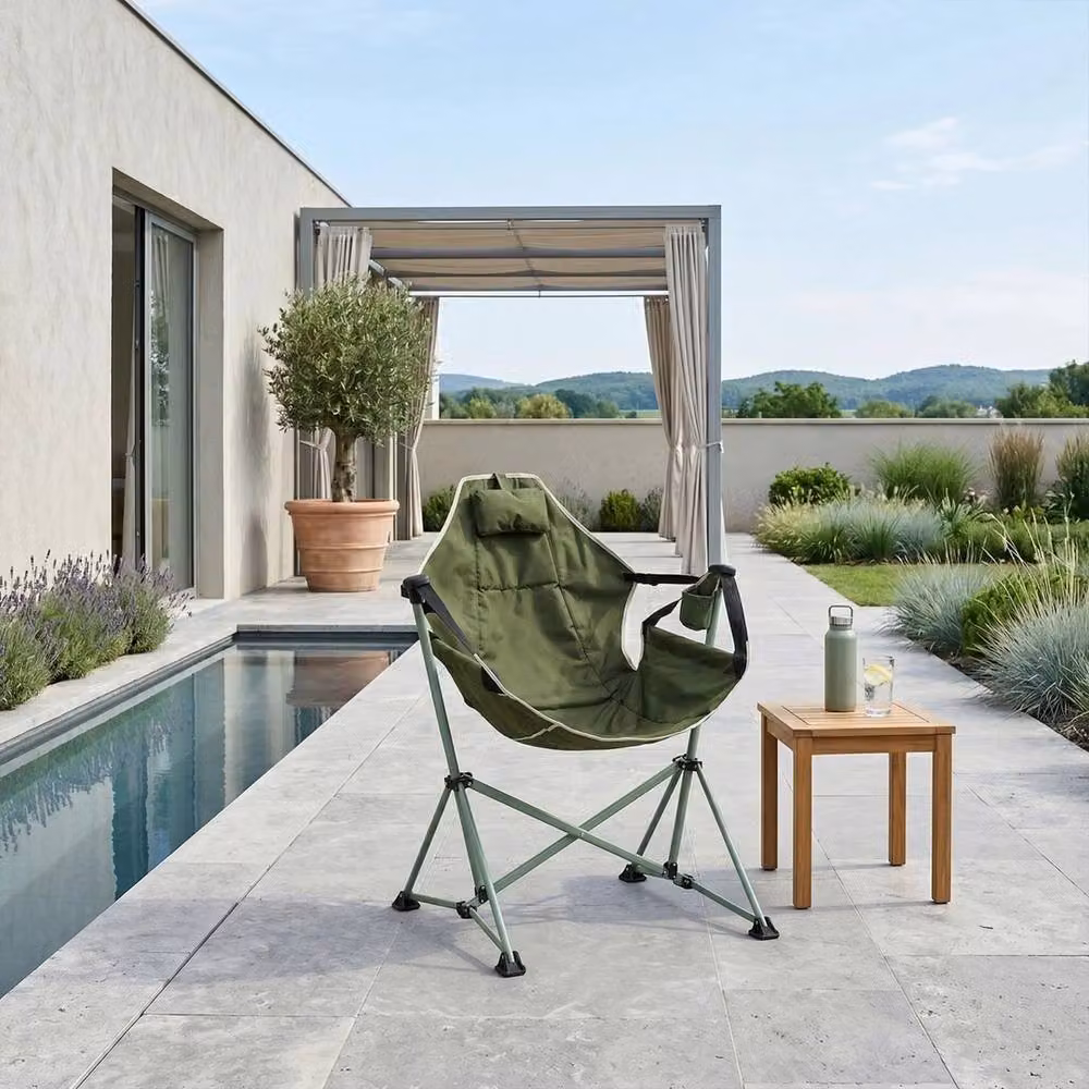 NESTLUNE Green Breathable Garden and Camping Hammock Chair with Cup Holders, W/D/H: 100 x 15 x 15 cm – 5