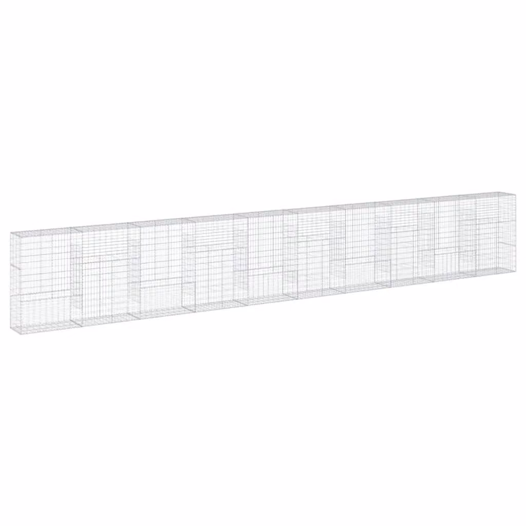 Berkfield Home Silver Galvanised Steel Rectangular Gabion Basket with Cover, W/D/H: 1000 x 50 x 150 cm – 2