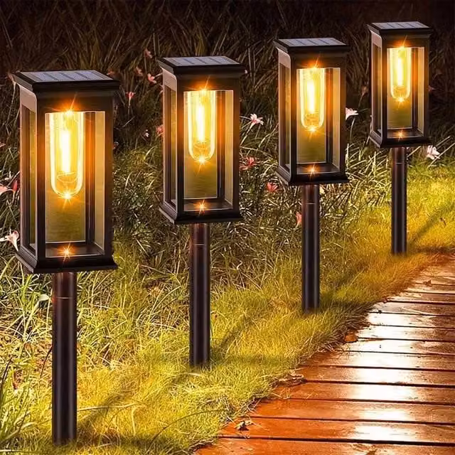 SPETLEK Set of 4 Solar LED Stake Lights in Black for Garden and Patio Pathways – 1