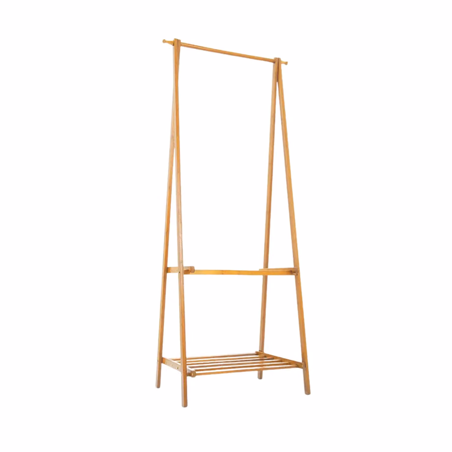 Rafaelo Mobilia Bamboo Natural Brown Open Clothes Rack with Shelf, W/D/H: 118 x 40 x 181 cm – 4