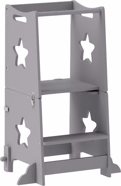 AIYAPLAY 2-in-1 Toddler Step Stool with Safety Rail for Kitchen and Bathroom, Grey – 1