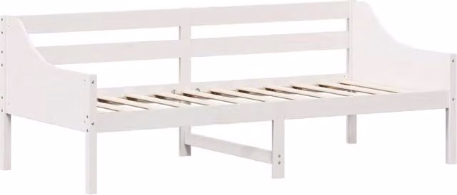Berkfield Home Beautiful Day Bed in White Solid Pine Wood, W/D/H: 200 x 80 x 85.5 cm