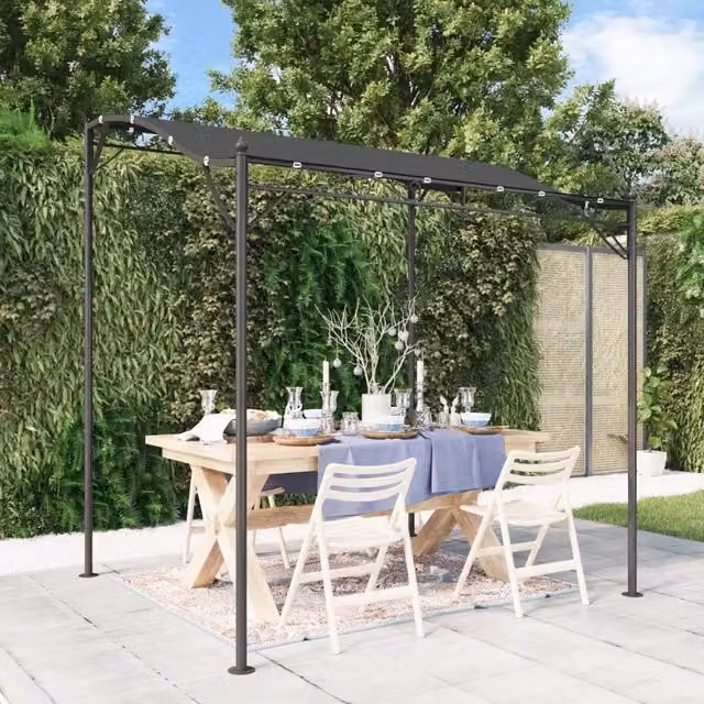 Berkfield Home Canopy in Anthracite and Black with Steel Frame and 180 g/m² Polyester Fabric, W: 2 m, D: 2.3 m