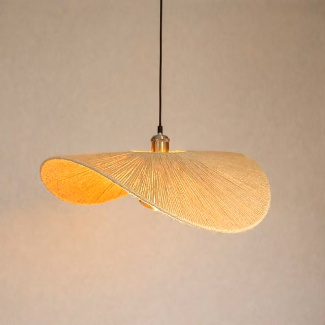 CGC Paloma Hand Made Hemp String Easy Fit Round Lampshade in Beige, Diameter: 50 cm