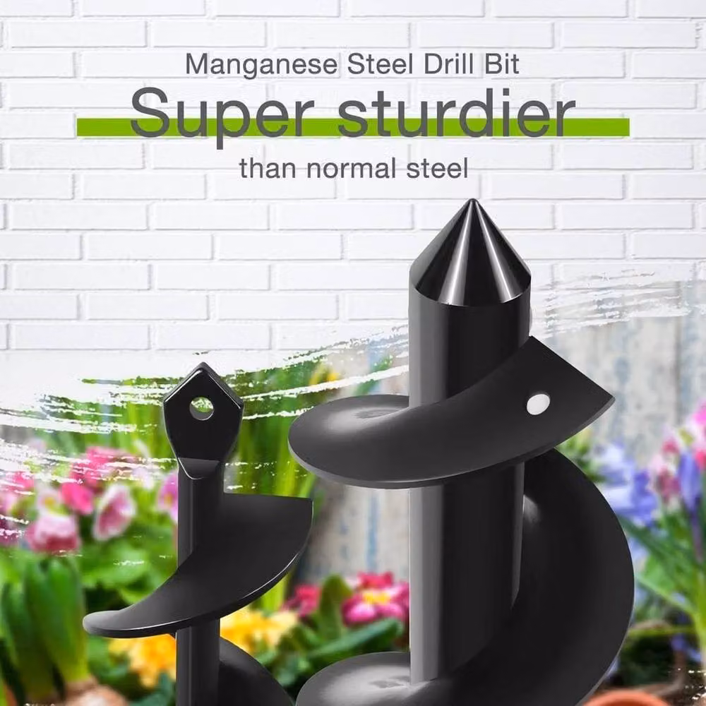 VOGREX 2-Piece Black Hex Drive Garden Hole Digger Drill Bit Set, H 30 cm x W 8 cm – 5