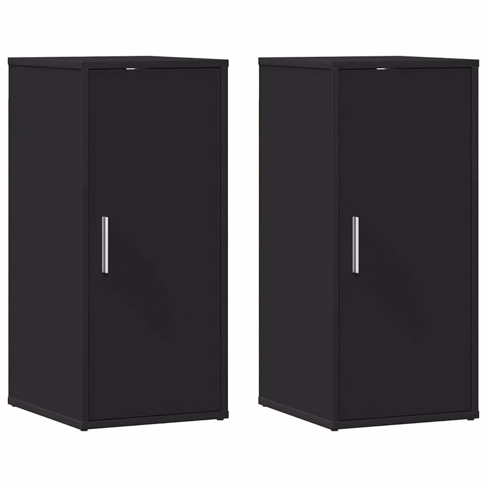 Berkfield Home Set of 2 Modern Black MDF Shoe Cabinets, W/D/H: 32 x 35 x 70 cm – 3