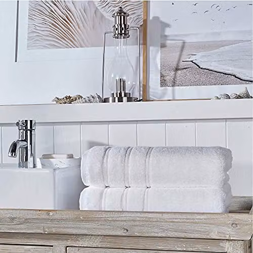Christy Antalya Luxury 100% Turkish Cotton Bath Towel Set, 2 Piece, White, W: 70 cm x L: 125 cm – 2