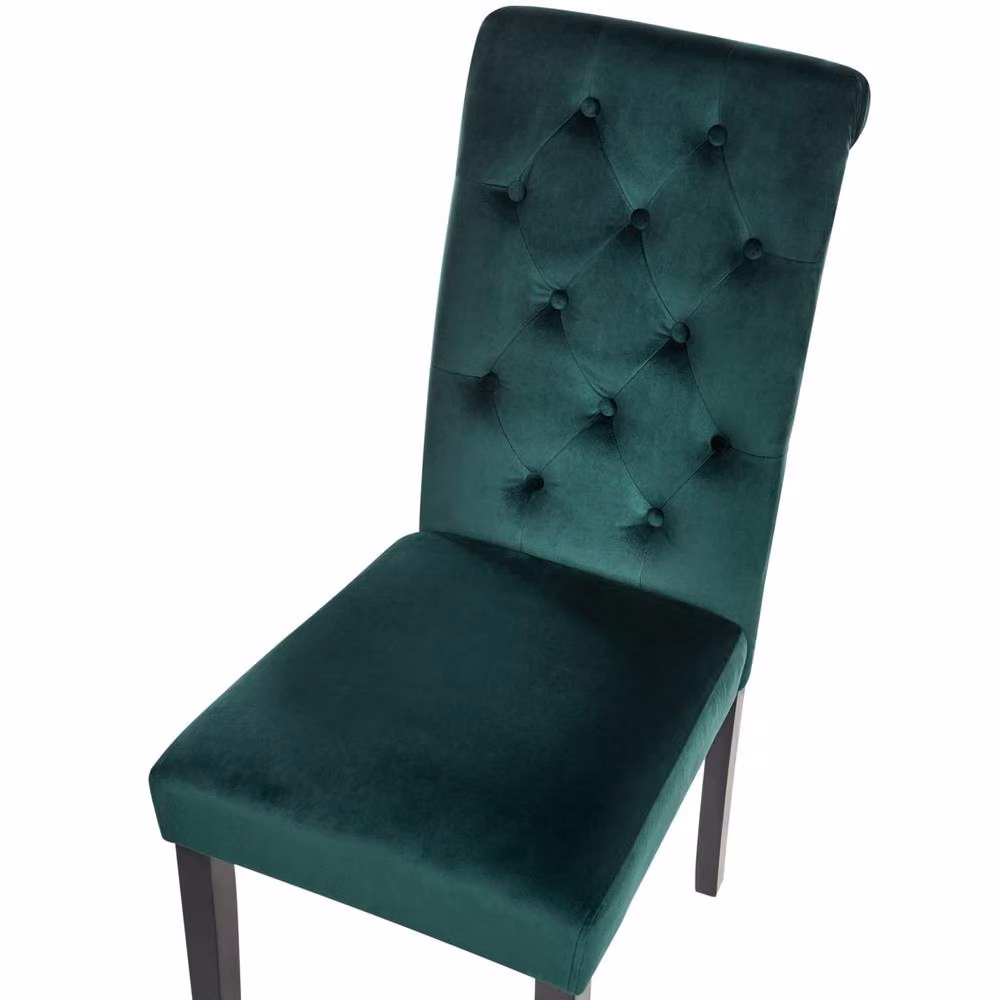 Wyld and Coco Emerald Green Velvet Button Tufted Dining Chairs, Set of 2 – 4